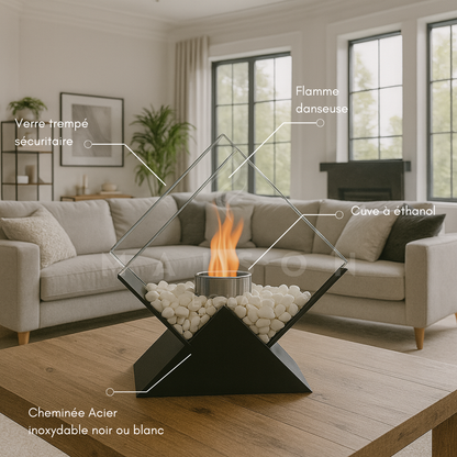 Cheminée à Flamme Dansante Losange - Maison Éclat