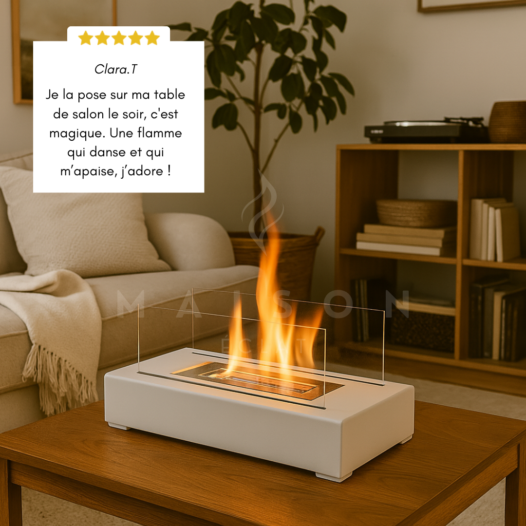 Cheminée de Table à Flamme Dansante Rectangle - Maison Éclat