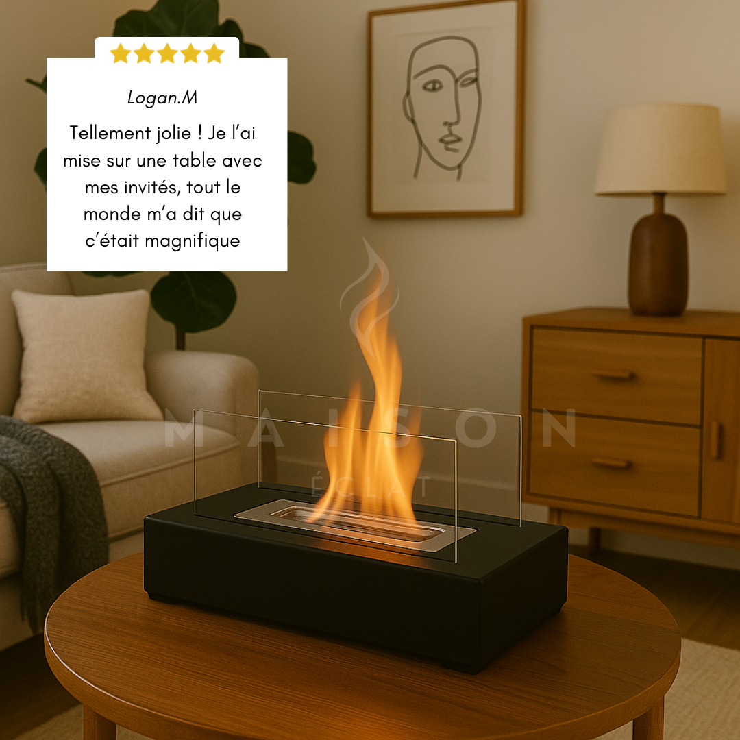 Cheminée de Table à Flamme Dansante Rectangle - Maison Éclat